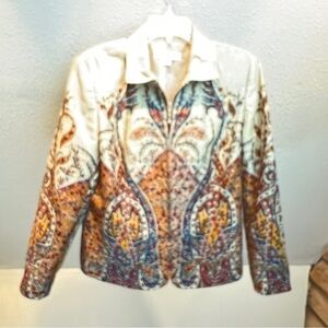 NWOT COLDWATER CREEK Batik Print Zip Front Jacket. Lined. Multicolored. Size PM